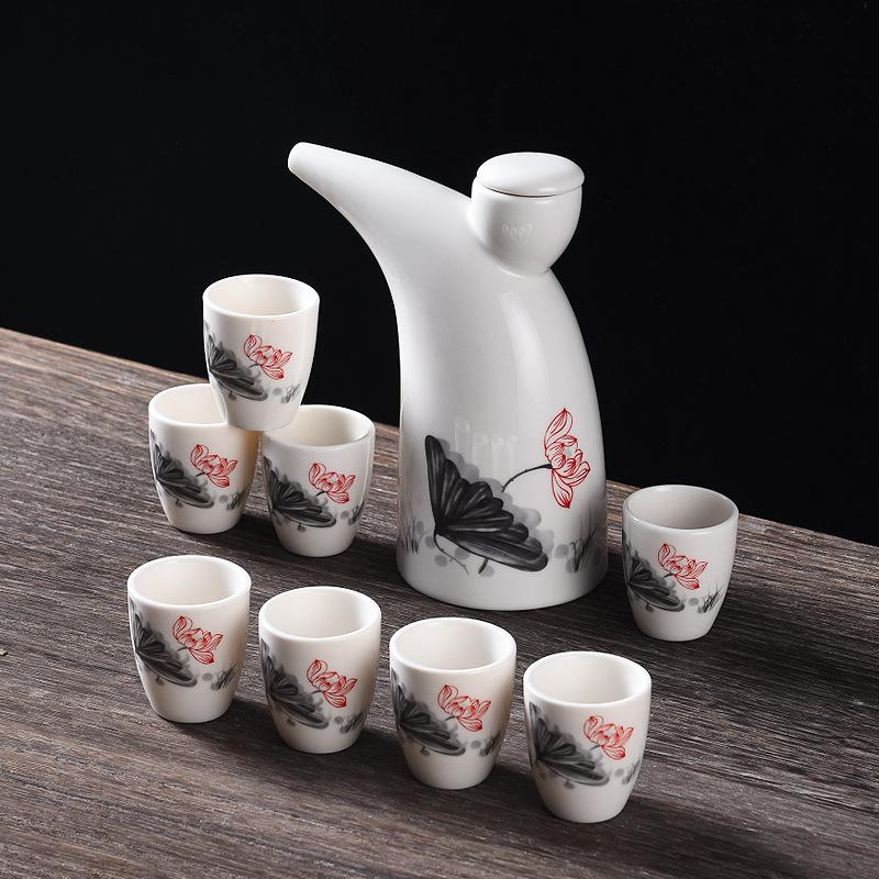 Ceramic Wine Set Half A Catty Small Wine Jug Wine Dispenser Baijiu Cup Yellow Wine Cup Chinese Sake Customization