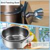 Bird Feeding Bowl Stainless Steel Cup with Clamp Parrot Feeder Birdcage Feeder Food Water Dish Pet