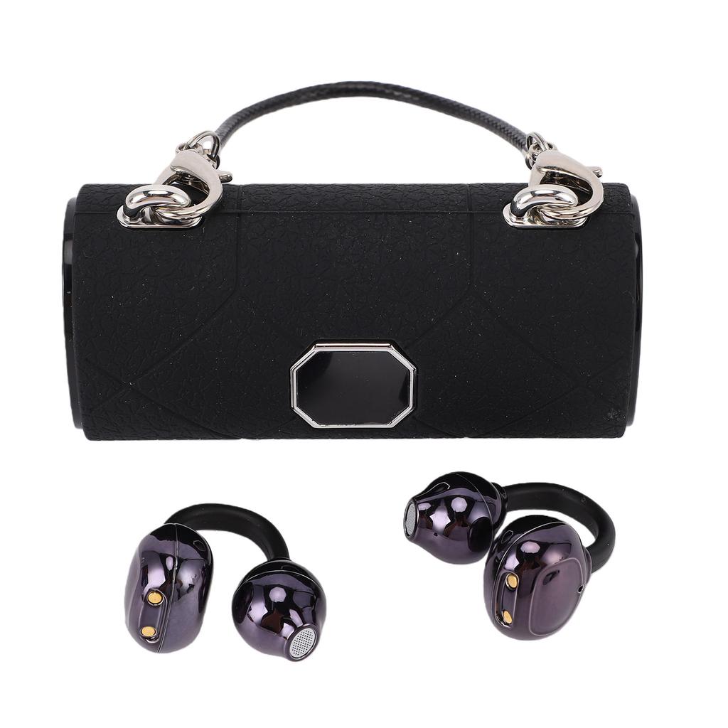 Clamp On Earbuds Bluetooth V6.0 Noise Cancelling Ear Clamp Earbuds with Unique Detachable Bow Earrings for Work Fitness