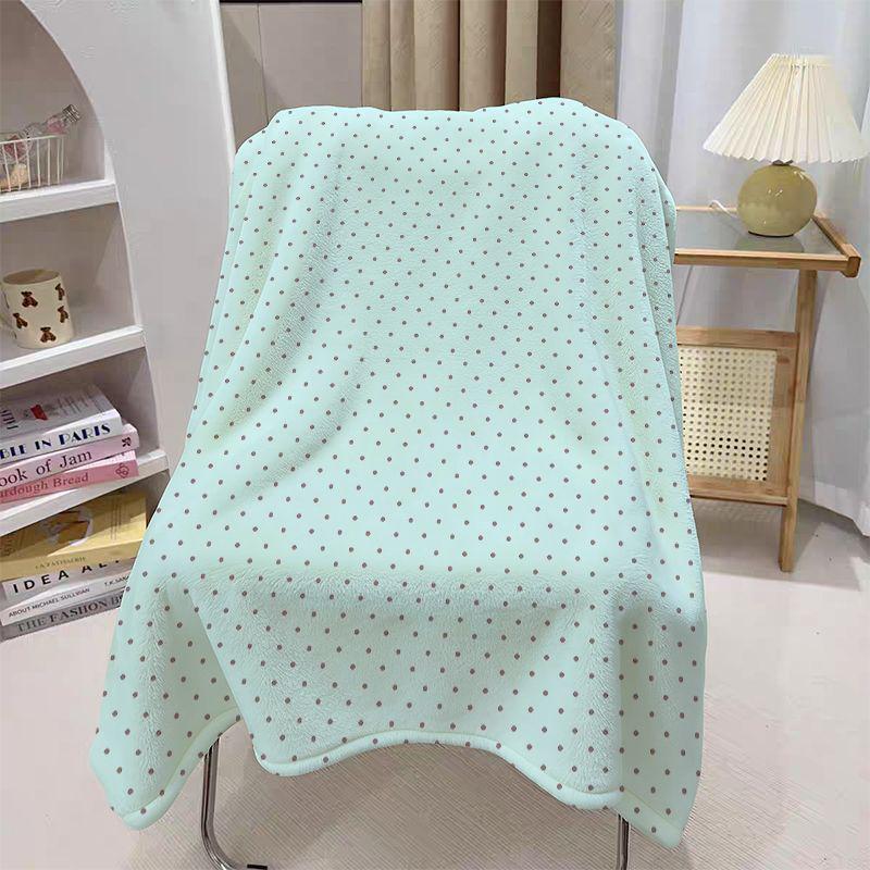 Korean Style Light Yellow Polka Dot Flannel Nap Blanket