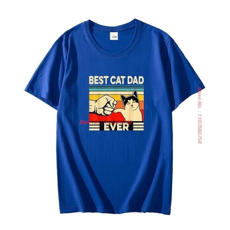 Best Cat Dad Ever Cat Daddy Vintage Graphic T Shirts Lover Father Funny Cat Cotton Big Size Short Sleeve T Shirt Unisexs Clothes