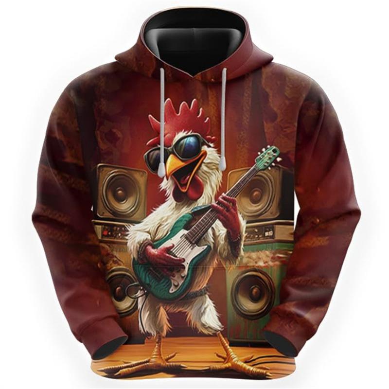 Funny Chicken Graphic Sweatshirts Casual Boy Pullovers Cartoon Rooster Hoodies For Men Clothes Hilarious Animal Hoodie Kids Tops
