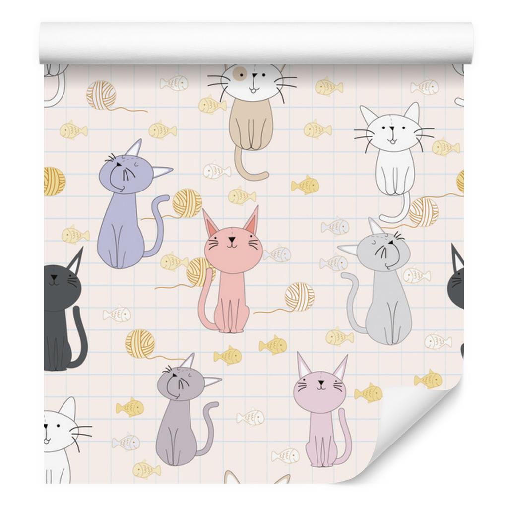 Kittens and Fish Wallpaper for Living Room and Bedroom 50x1000