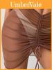 Black Sheer Mesh Bodycon Skirt With Ruched Design For Trendy Streetwear