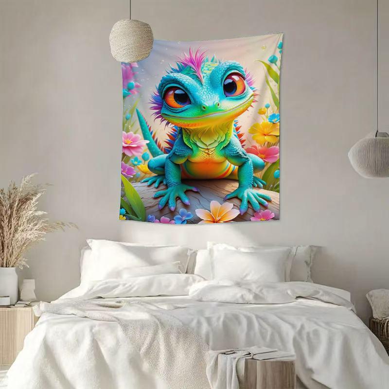 Colored Lizard Flowers Digital Printing Polyester Wall Tapestry Suitable For Use In Living Rooms Bedrooms Offices Bars Party