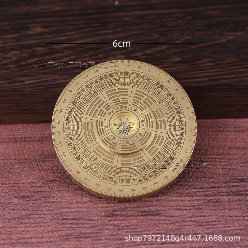 Brass Rotating Handle Multi-Bearing Precision Portable Stress Relief Spiral Compass Bagua Feng Shui Ornament