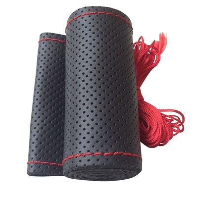 Car Hand Sewing Steering Wheel Cover ,Microfiber Leather Sweat-absorbent Breathable, Steering Wheel Wear Protection