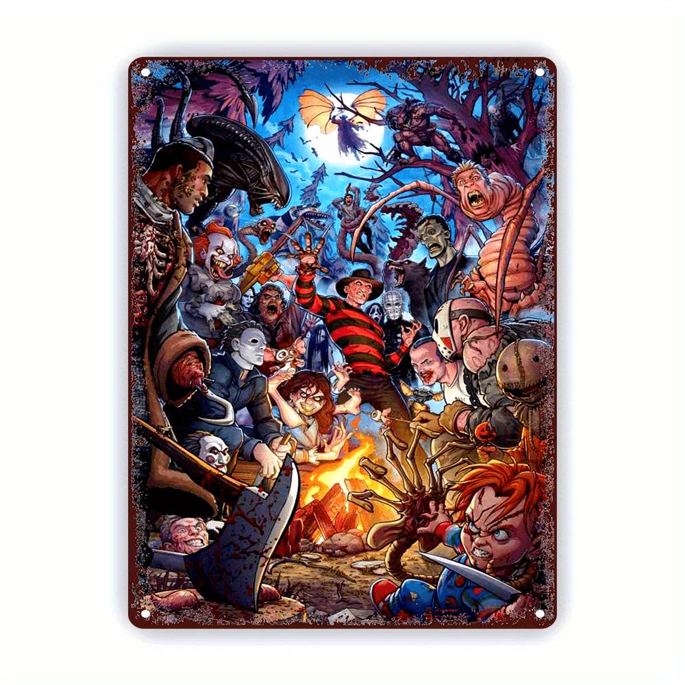

Classic Horror Movie Character Collection Art Poster Suitable for Wall Decoration Bar Door Fence High Quality Iron Hallowee aluminum 20x30cm