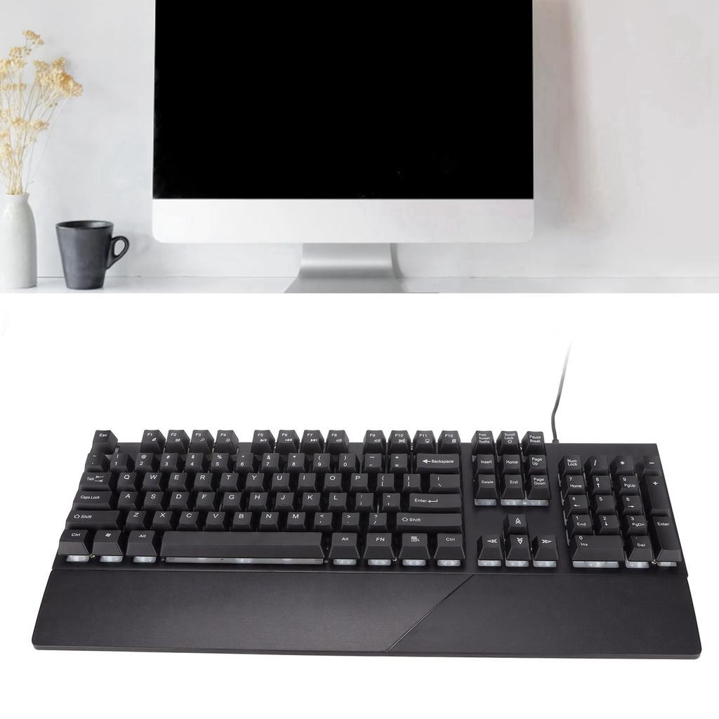 RGB Wired Keyboard with Wrist Rest 104 Keys Clr Characters Good Resilience Mechanical Feel Keyboard for   Gaming