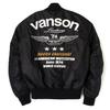 Vanson Men's MA-1 Jacket TVS2307W, Black/Ivory