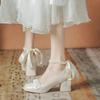 Scarpe da damigella d'onore per fidanzamento vento fatato non stancano da indossare quotidianamente, delicato vento serale tacchi spessi tacchi alti Mary Jane scarpe singole donne