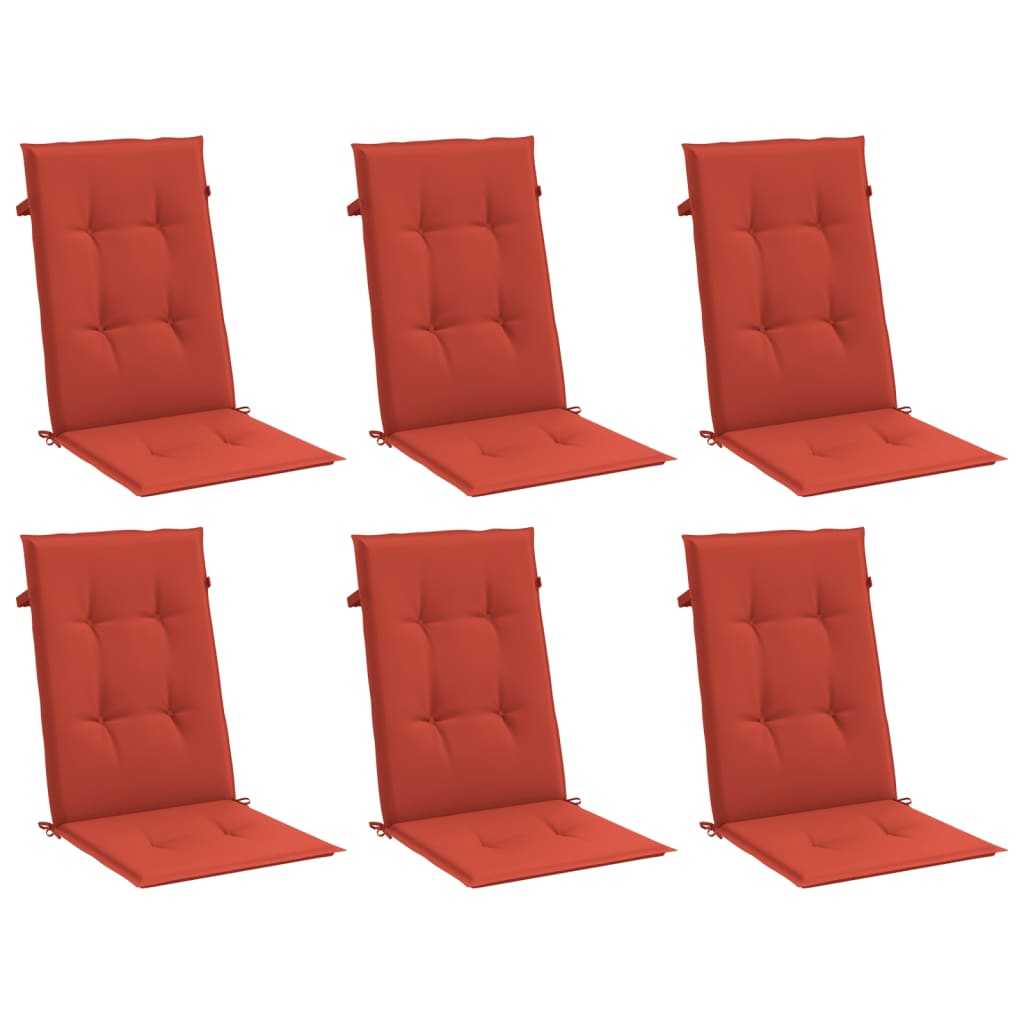 High Back Seat Cushions 6 Pcs. Melange Red 120 X 50 X 4 Cm Fabric