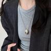 Geometric Pendant Necklace Metal Long Sweater Chain Women Choker Necklace  Sweater Accessories
