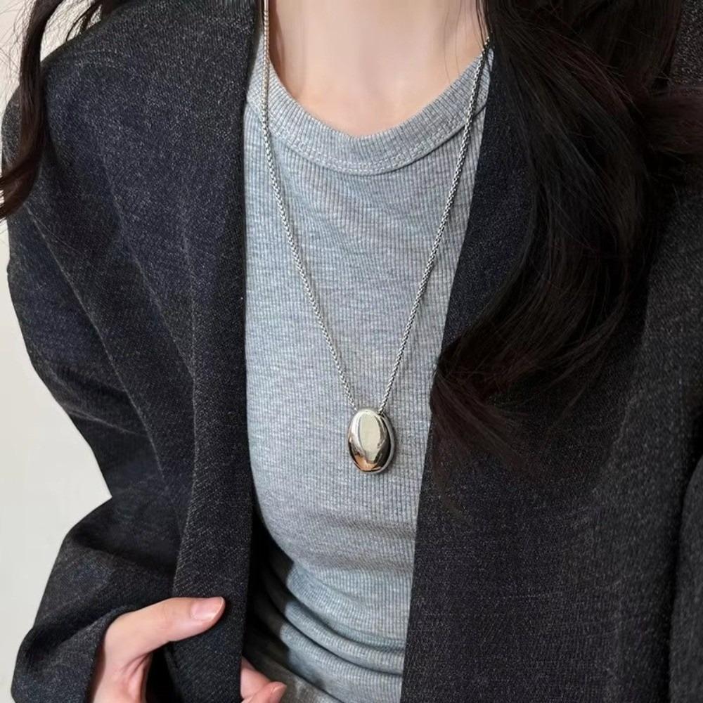 Geometric Pendant Necklace Metal Long Sweater Chain Women Choker Necklace  Sweater Accessories