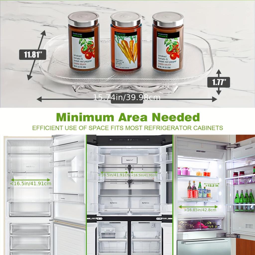 Transparent Rectangular Lazy Wheel Suitable for Refrigerators, Cabinets, Tables, 360 ° Rotating Organizer, Easy To Clean