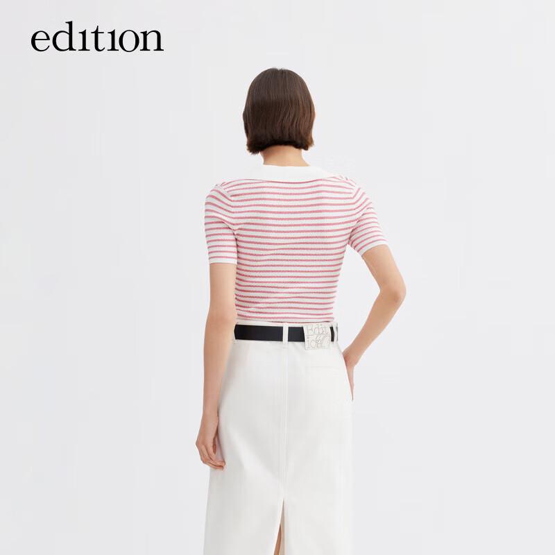 

Женский полосатый трикотажный топ с коротким рукавом S