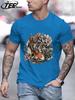 Japanese Harajuku Lotus Koi Print T Shirt Men Fashion AllMatch Streetwear Crewneck Cotton Clothing Unisex Summer Loose TShirts