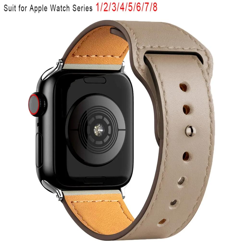 Leather Band for Apple Watch Series 10 9 8 7 4 5 6 Se Ultra 2 49mm Strap Sport Loop Bracelet IWatch 40mm 44 42 46 38 41 45mm