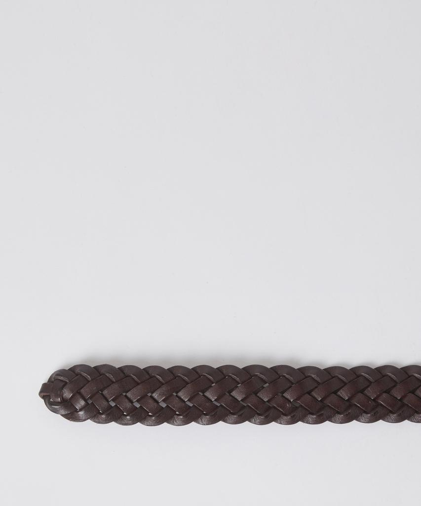 247Silijeu Leather Weaving Belt Dark Brown
