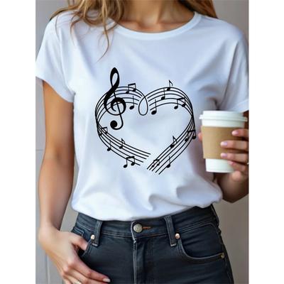 Blusa de poliéster con estampado gráfico de moda para mujer, manga corta, corte relajado, cortavientos