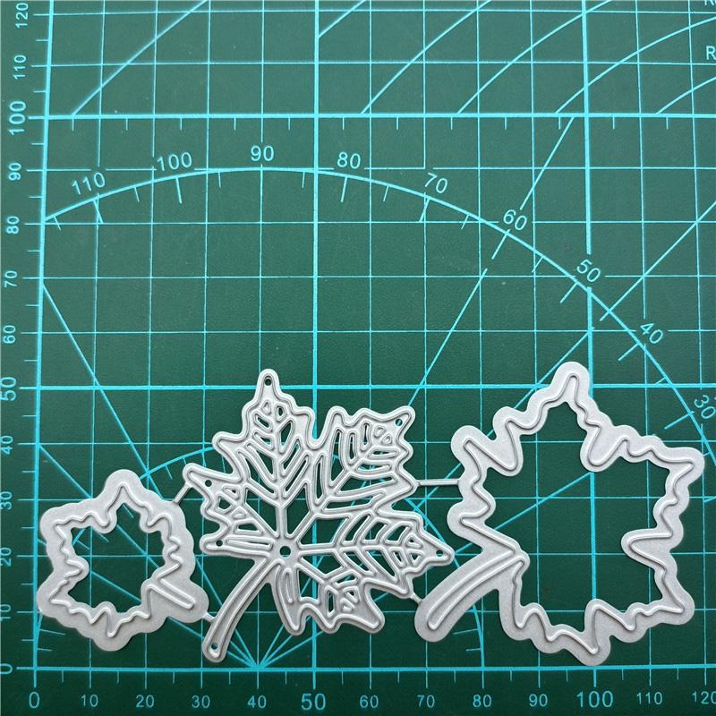 Three Maple Leaves Metal Stencil Embossing Cutting Dies for Diy Scrapbooking Paper Card Embossing Craft Decor