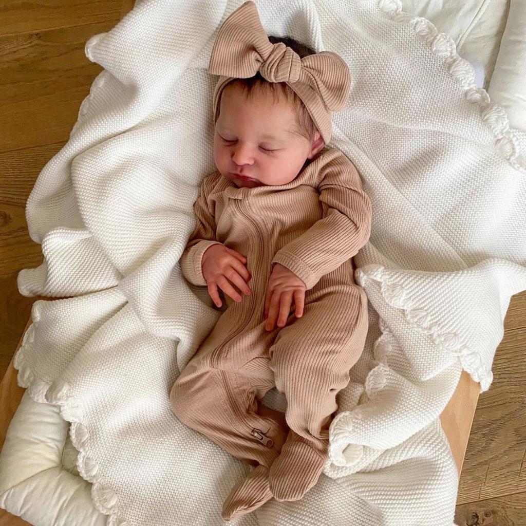 BZDOLL 50cm 20inch Baby Doll with 3D-painting Skin and Realistic Asleep Laura Soft Vinyl Newborn Bebe Doll for Girl Christmas Halloween Birthday Gift