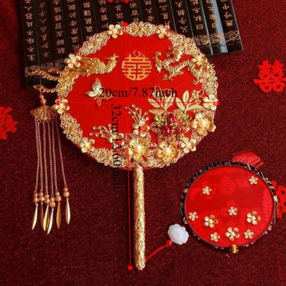Handmade Bride Hand Held Fan Chinese Style Hanfu Fan Elegant Bride Group Fan  Dance Performance