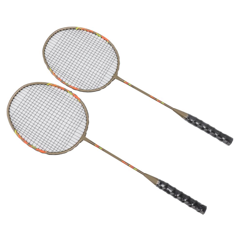 Set di 2 Racchette da Badminton Leggere in Lega di Ferro Monopezzo con Borsa portaoggetti per Principianti