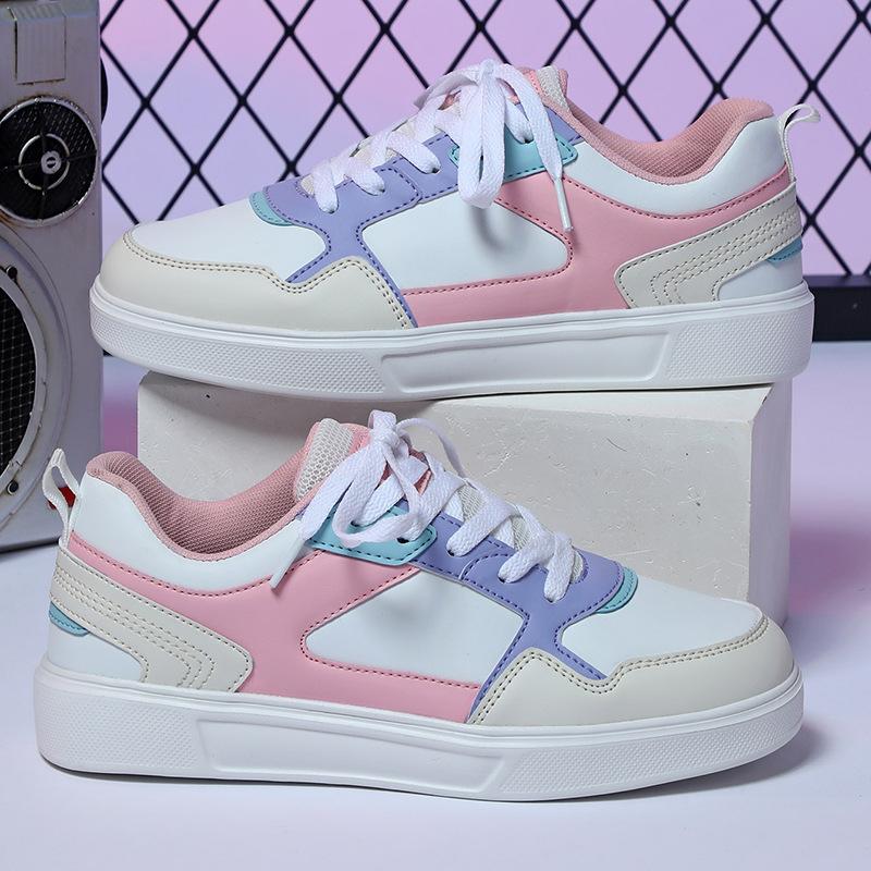 White Shoes PU Leather Board Shoes Women Breathable Casual Sneakers Men Lace-up Trendy Running Trainers Anti-slip Waterproof