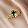 Simple Female Olive Green Crystal Charm Gold Color Thin Wedding Rings For Women Cute Bride Round Zircon Engagement Ring