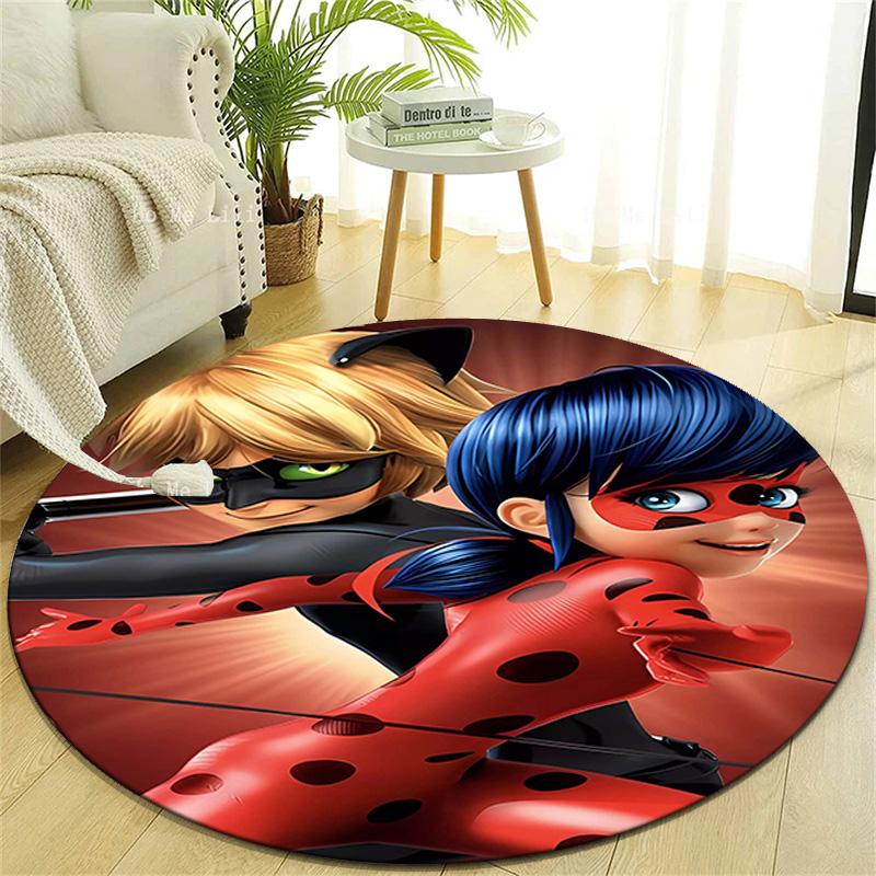 1pc Ladybug Design Printed Area Round Carpet for Bedroom Living Room Home Decor Rugs Mat Non Slip Mat Rug for Bedside