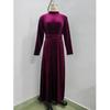 Fall Winter Women's Velvet Long Sleeve Midi Dress High Waist Slimming Elegant Large Swing Dress