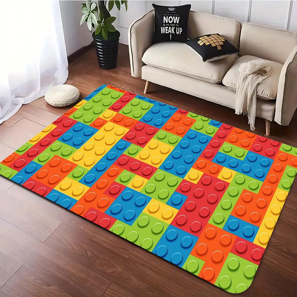 Bunter Baustein Teppich Kinder Spielmatte Wohnzimmer Teppiche Schlafzimmer Nachttisch Weicher Teppich Kinderzimmer Krabbelbodenmatte Flur Teppich