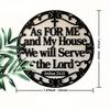 2d Ffat 20*20cm, "as for Me and My House We Will Serve The Lord", Round Wooden Wall Art, Elegant Black and White Design, for Kitchen, Garden, Balcony.
