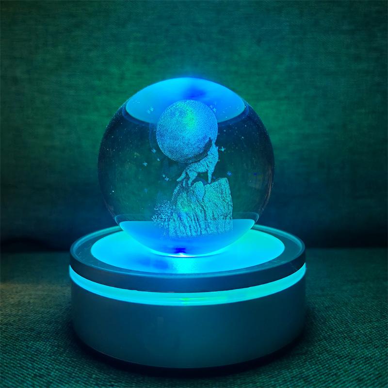 Veilleuse boule de cristal lumineuse planète galaxie astronaute 3D RVB lune lampe de table lampe d'ambiance décorations de table cadeaux pour enfants
