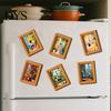 Framed Art Magnets for Housewarming Gifts Cute Cat Magnetic Fridge Magnet, Vintage Wooden Picture Frame, Fun Gift Lovers Renters Scene Decor