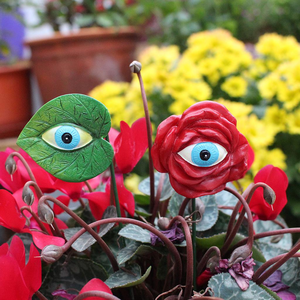Outdoor Garden Patio Colorful Simulation Eyes Set Of 6 Flower Arrangement Rustic Resin Insert Decorative Ornament