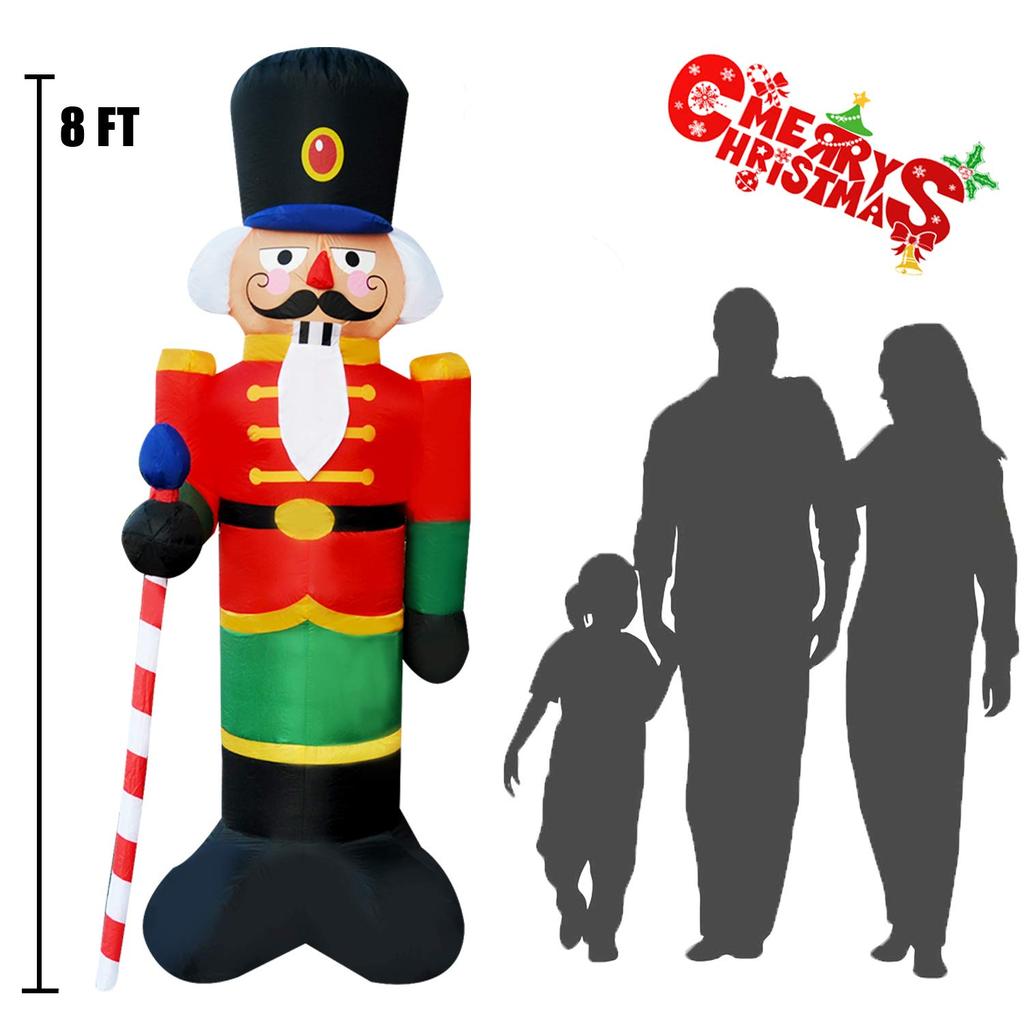 210cm Giant Nutcracker Soldiers Inflatables Christmas Decoration 2026 LED Light Blow Up Outdoor Garden Statues New Year Decor