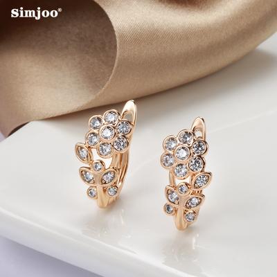 SIMJOO Ροζ Χρυσά Σκουλαρίκια Μόδα Προσωπικότητα Μικρό Λουλούδι Μικροσκοπικά Σκουλαρίκια Ζιργκόν
