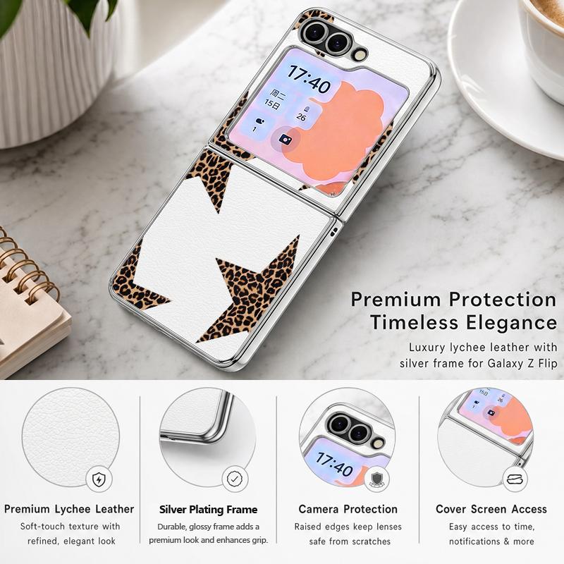 Colorful Stars Print Phone Case For Samsung Galaxy Z FlIP 7 FE 6 5 Z Flip7 Flip6 Flip5 Luxury Plating PC+PU Leather Hybrid Folding Phone Cover