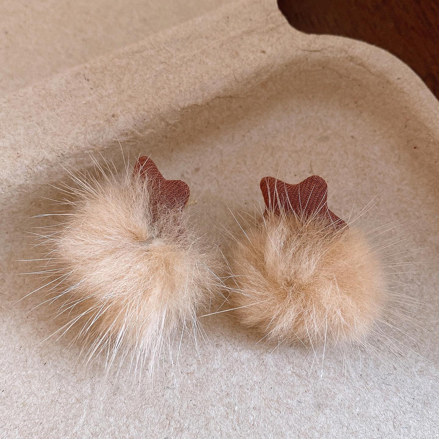 Retro Fabric Star Hairball Earrings Earrings Fashion Exquisite Temperament Earrings Women