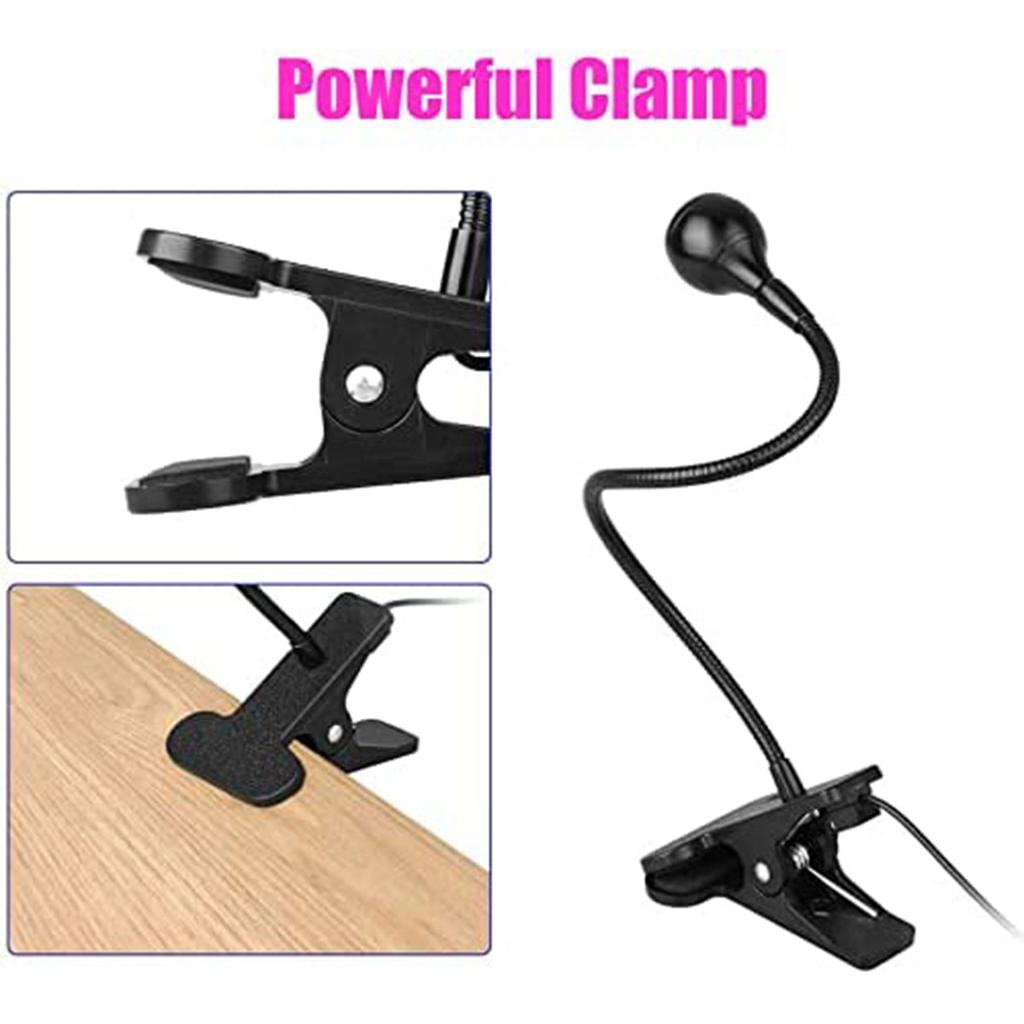 3W LED Ultraviolet Light 4 Dimmable Brightness Desk Lamp Flexible Gooseneck Light USB-powered UV Gel Curing Lamp for Fluorescent
