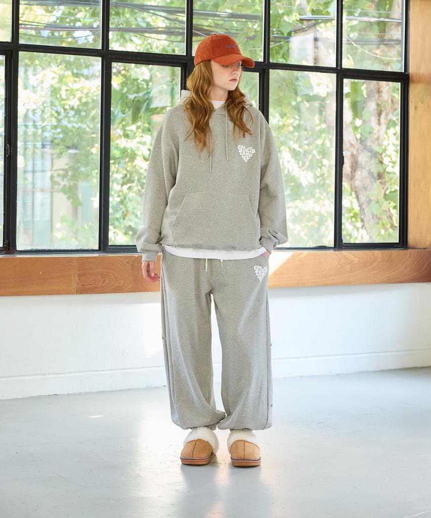 Alikim Goodluck Heart Snap Off Sweat Pants / Melange