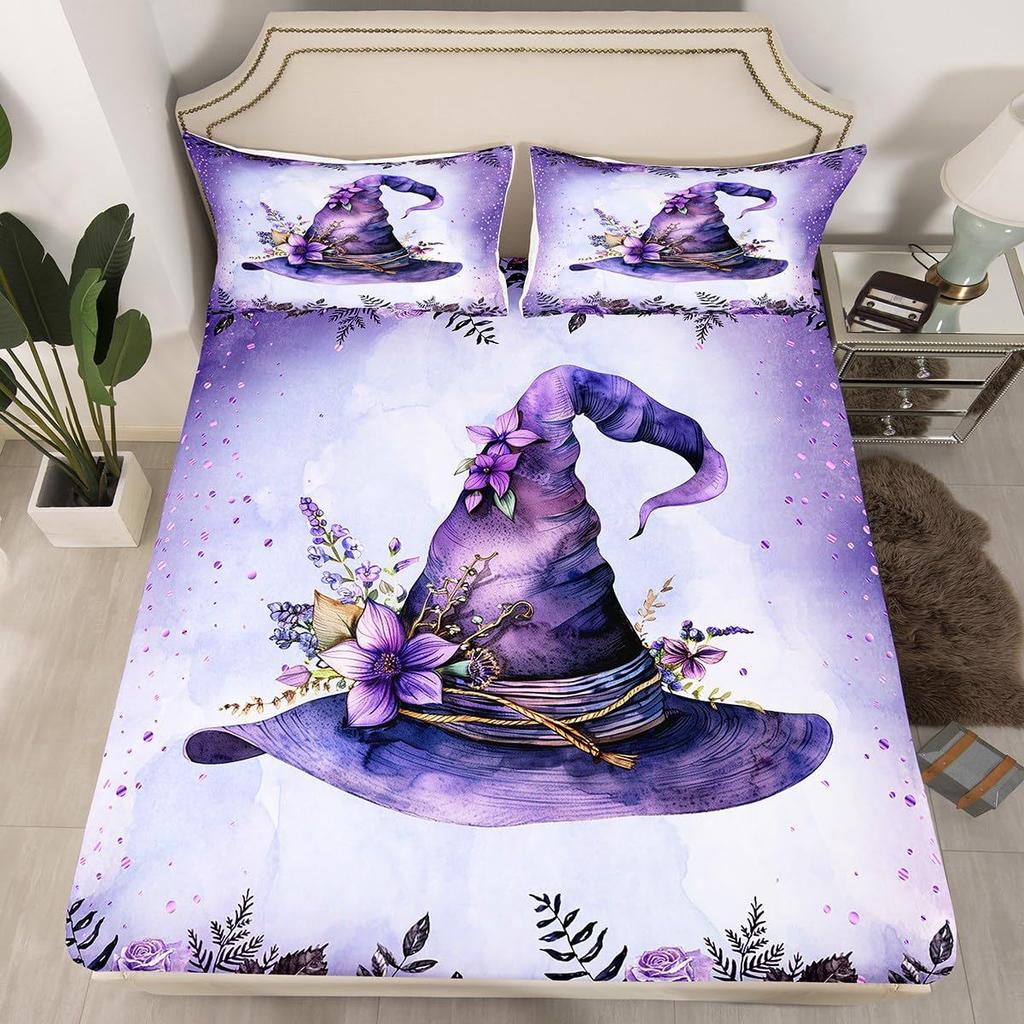 Halloween Ghost Pattern Bed Hat Three-Piece Digital Printing Bedding Bed Hat Three-Piece Set Children And Adults
