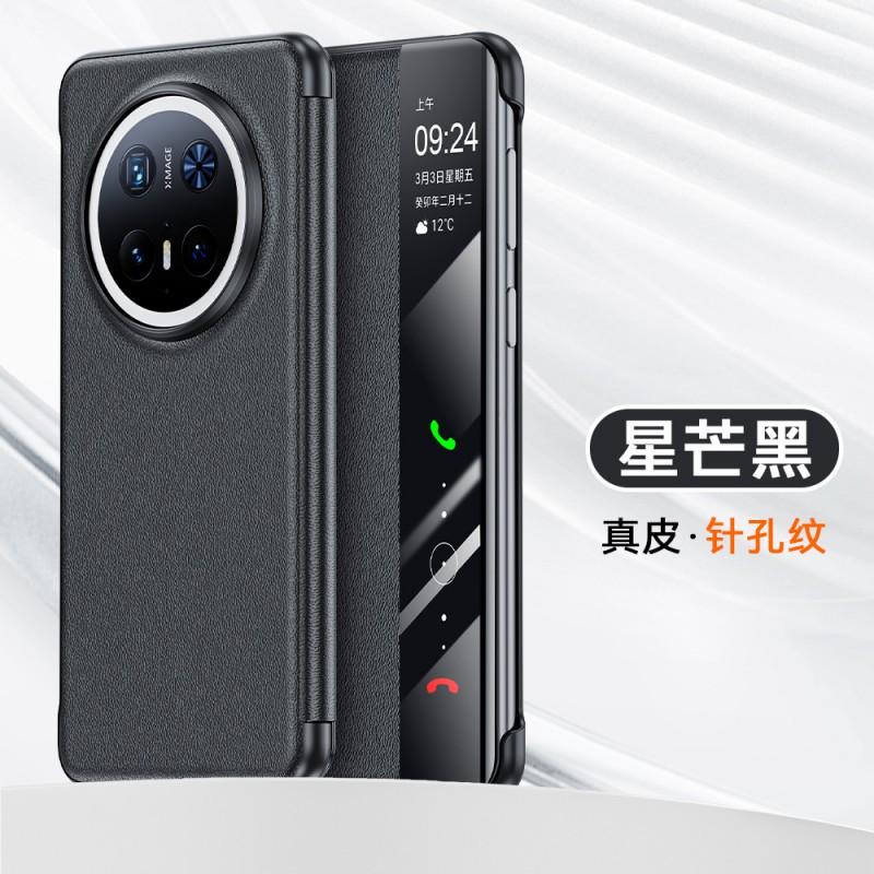 Ultra-Thin Genuine Leather Flip Case Mate 70 Pro With Smart View Window Shockproof Protection