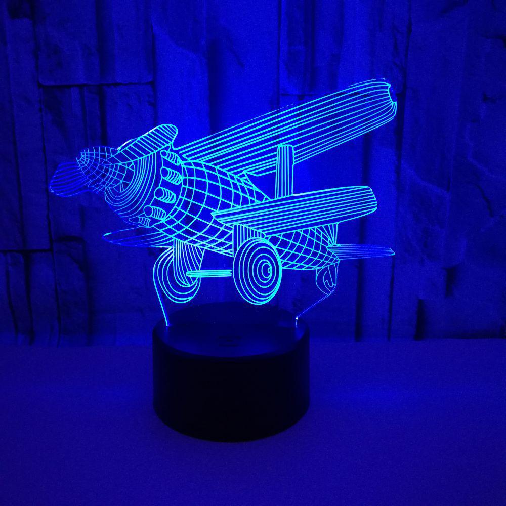 

3D Ночник в виде самолета: Пульт управления, сенсорная и USB светодиодная лампа - Идеальный подарок Crackle Base Colorful with Touch and Remote
