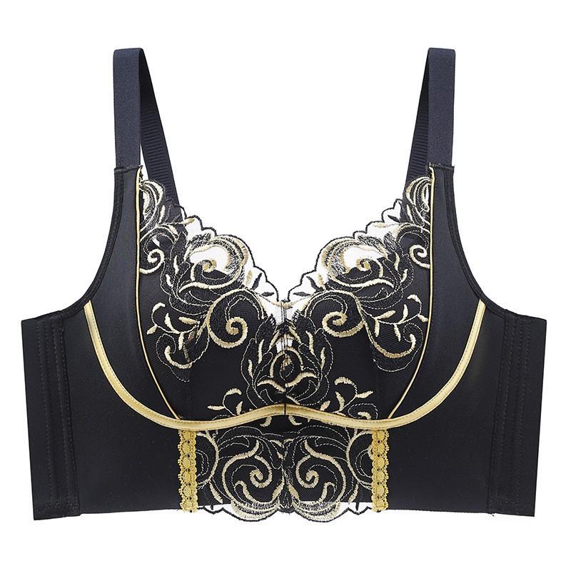 Underwear Women's Mesh Embroidered Lace Bra Adjusted Non Steel Hoop Converge Anti Sagging Bra for Women