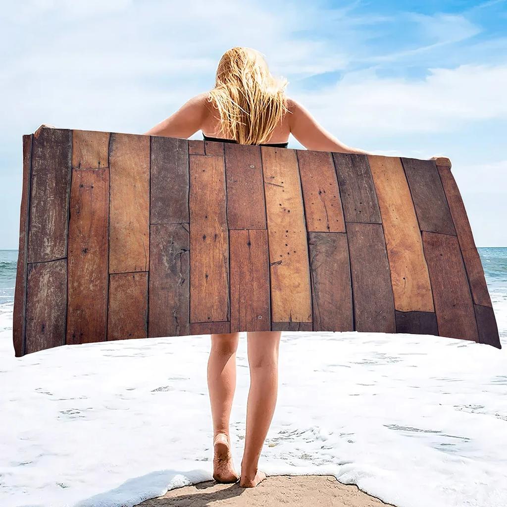 Retro Aged Barn Wood Beach Towel Sand Free Farmhouse Beach Towel Bathing Towel Lightweight Pool Towels for Adult Women Men