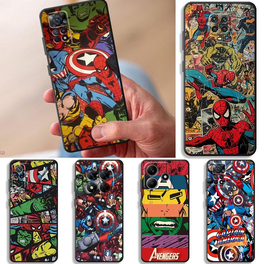 Funda Phone Cover Case for Xiaomi Redmi Note 10S 9S 7 8 10 13 Pro Plus 11 11s 12s 14 12 Pro 9 Marvel Avengers Captain America