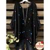 Elegant Bohemian Resort Style Large Size Irregular Hem Crew Neck T-shirt, Fashionable and Versatile